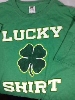 Vintage Fruit Of The Loom St Patricks Day XL Lucky Shirt Green L - Image 1 of 4