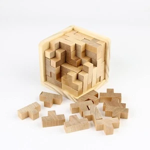 AMAZA 3D Wooden Brain Teaser Puzzle Cube Wooden Puzzles T-Shaped Jigsaw Logic... - Picture 1 of 1