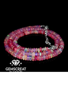 18" Natural Ethiopian Opal Wello Fire Opal Gemstone Bead Necklace Jewelry CD126 - Picture 1 of 5