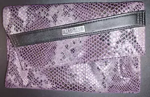 Miche Women’s Purple Snake Clutch 8" w x 4.5" h Magnetic Snap Interior Zipper - Picture 1 of 5