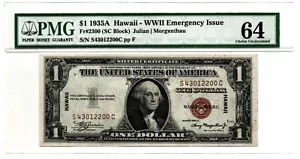 Fr. 2300 1935A Hawaii Silver Certificate. PMG Choice Uncirculated 64 - Picture 1 of 2