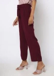 NiMin women’s pants size XL New with tags elastic tie waist burgundy red casual - Picture 1 of 12
