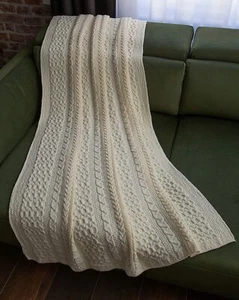 SAOL Chunky Knit Wool Throw Blanket Bed & Couch Sofa Merino Wool 60''x 40" - Picture 1 of 5