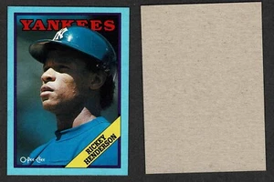 1988 O-Pee-Chee (OPC Yankees' Rickey Henderson caja trasera en blanco - tarjeta de error inferior - Imagen 1 de 2