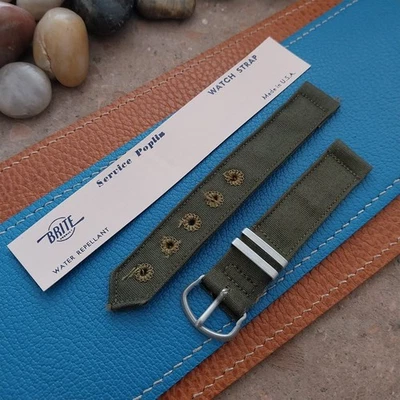 Correa de reloj vintage militar de lona de popelina de servicio verde OD de 5/8" de la década de 1940 Foto 1 de 4