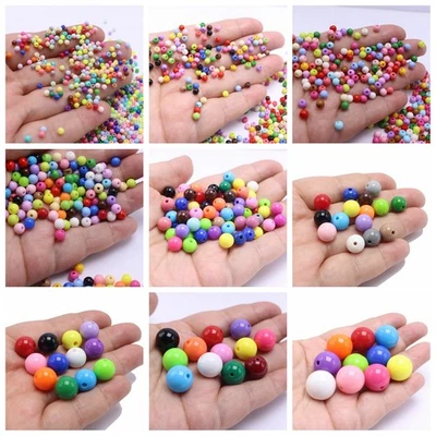 Craft Bubblegum Color Acrylic Beads - 3mm-20mm Smooth Round Ball Beads - Image 1 of 4