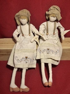 Primitiver Stil Puppenregal Sitter gewichtet beige biegsame Arme rustikal Bauernhaus - Bild 1 von 10