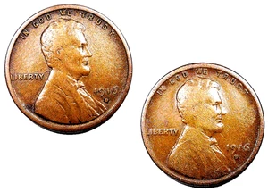 (2) 1916-D Lincoln Wheat Pennies....  Nice Detailed Coins....   10-22-5 - Picture 1 of 5