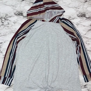 Veveret Langarm Kapuzen Sweatshirt vorne zum Binden Raglanärmel grau Damen M - Bild 1 von 7