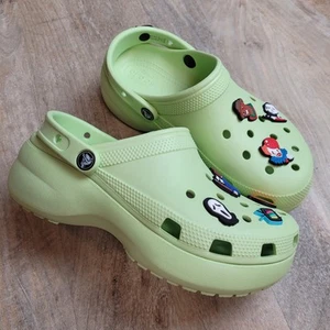 Croc Classic Platform Clogs Womens Size 8 Slip On Rubber Lime Green - Picture 1 of 13