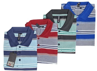 Pack de 4 Camisas Polo Para Hombre Premium Mezcla Algodón Rayas Manga Corta Calce Clásico Foto 1 de 3