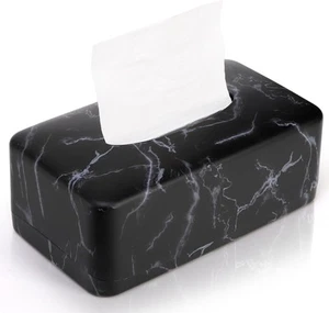 Tissue Box Holder, Rectangular Napkin Dispenser Cover, Black Faux  - Picture 1 of 8