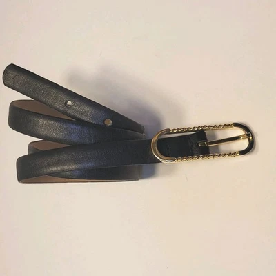 Cinturón Coach Negro Cuero Suave Ajustable Ajustable Hebilla Dorada Mujer’s Mediano  Foto 1 de 4