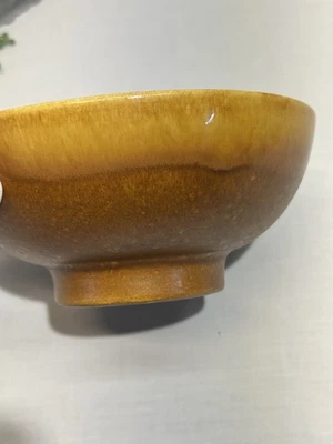 Vintage Haeger Pottery 101 U.S.A. Footed Bowl Speckled Harvest Gold 8” X 3.5” - Image 1 of 4