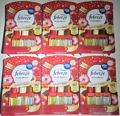 6x Febreze Plug In Refills Winter Edition Spiced Apple Scent – New Boxed - Image 1 of 3