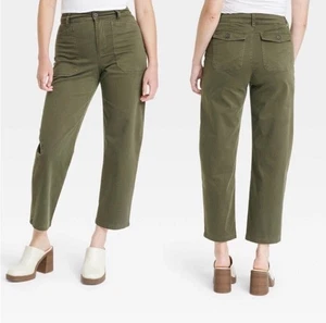 Universal Thread High Rise Barrel Leg Pants Green Size 4 - Picture 1 of 8