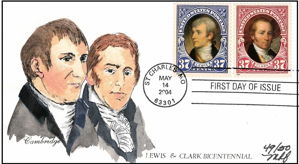 Hand-painted LEWIS AND CLARK BICENTENNIAL FDC by Mary Kay Fisher - Image 1 of 1