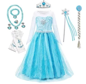 Disney Elsa Princess Dresses Girls Kids Cosplay Frozen Costumes Party 2-9 Years - Picture 1 of 6