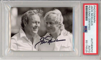 FOTO DE CERTIFICADO DE AUTENTICIDAD ADN PSA AUTÓGRAFO DE GOLF FIRMADO POR JACK NICKLAUS con ARNOLD PALMER Foto 1 de 2