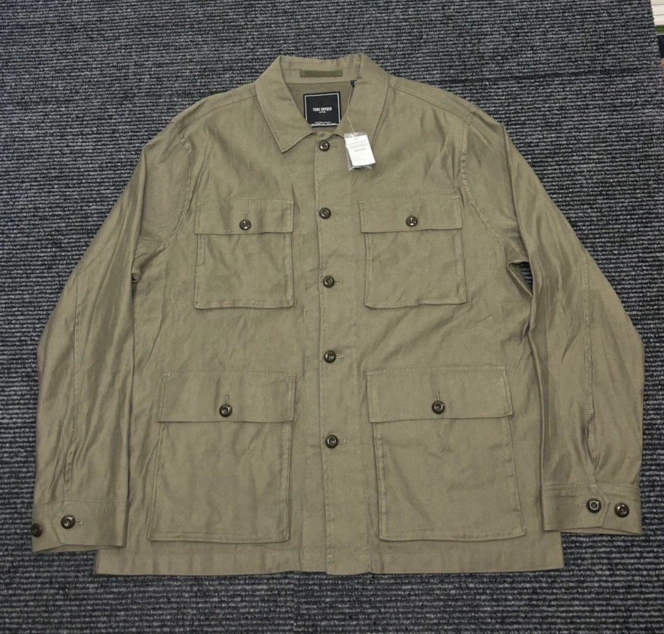 Todd Snyder Jacket Men XL Green Linen Cotton Field Military Shacket Lightweight - Image 1 of 4