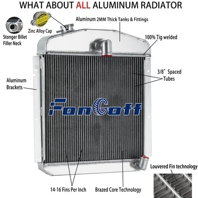 4 Row Radiator For 47-1949 Plymouth P15 Deluxe Chrysler Windsor Saratoga,3.6L l6 Foto 1 de 4