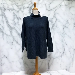 J Jill PureJill Pullover XS/S P blau Pulli Stehkragen seitlich offen Oversize Neu mit Etikett - Bild 1 von 12