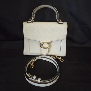 Coach Tabby Top Handle Purse Bag Crossbody Strap Brass Chalk Great Condition - Picture 1 of 24
