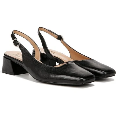 Naturalizer Feminino Jayla Salto Baixo Slingback EUA 6.5 Largo Couro Preto Novo Na Caixa - Imagem 1 de 4