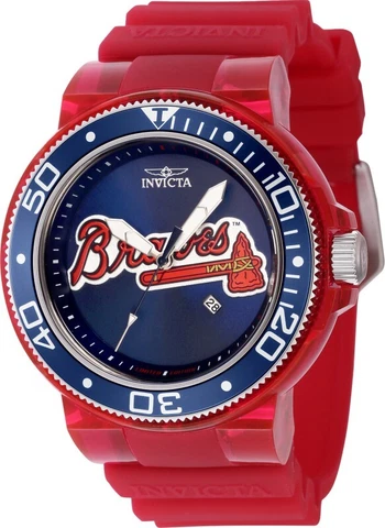 Invicta Men's 52mm MLB Atlanta Braves Anatomic Quartz Red & Blue Tone SS Watch Cover