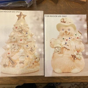 Vintage JC Penney  Snowman & Christmas Tree Holiday Nite Lite 9” Original Box - Picture 1 of 8