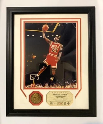 Michael Jordan Last Shot Upper Deck Photo and Collector Gold Coin COA - Image 1 of 4