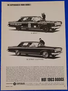 1963 DODGE ORIGINAL PRINT AD THE DEPENABLES FROM DODGE A WOLF IN STREET CLOTHING - Picture 1 of 1