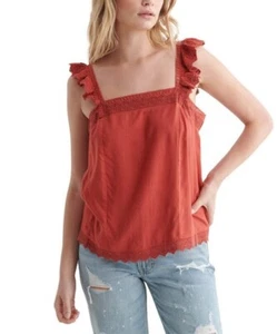 Lucky Brand Women's Sleeveless Square Neck Eyelet Tank Tandori Spice SZ XS $70 - Picture 1 of 7