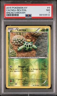 2015 POKEMON XY BREAKTHROUGH #4 CACNEA REVERSE HOLO PSA 7 POP 1! - Image 1 of 2