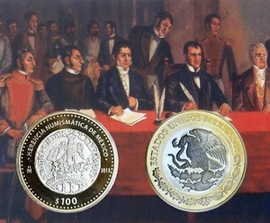 MEXICO $100 P 8 REALES SUPREMA JUNTA HERENCIA NUMISMATICA 2013 PROOF - Picture 1 of 5