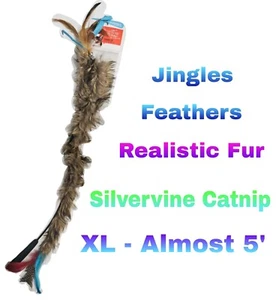 Whisker City XL 25" + realistische Fellboa Katze Teaser Spielzeug, Federn, Glocken & Katzenminze - Bild 1 von 8