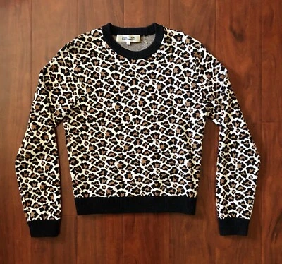 Suéter Diane Von Furstenberg Sydney leopardo XS algodão mistura de seda - Imagem 1 de 4
