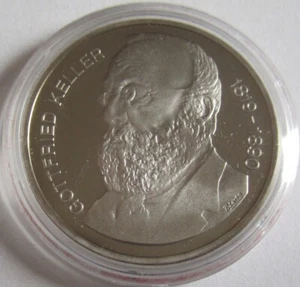 Suiza 5 francos 1990 Gottfried Keller - Imagen 1 de 2