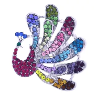 Anillo Animal Pájaro Pavo Pavo Multicolor Amarillo Rosa Azul Verde Piedra Cristal Estirado - Imagen 1 de 4
