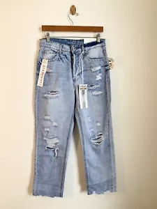 Jeans da donna The Original Gogo effetto invecchiato rialzati dritti taglia 7/28 nuovi con etichette - Foto 1 di 12