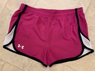 Under Armour Girls Heat Gear Loose Pink, Black & White Athletic Shorts Size YXL - Image 1 of 4