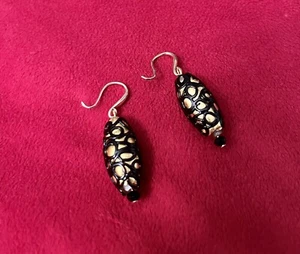 Murano Glas Schwarz und Gold Folie Ohrhänger Vergoldet Ohrringe Unikat - Bild 1 von 4