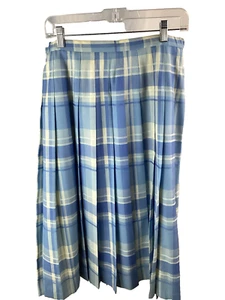Vintage Pendleton 100% Wool Pleated Plaid A-Line Skirt Size 16 Petite US Made - Picture 1 of 6