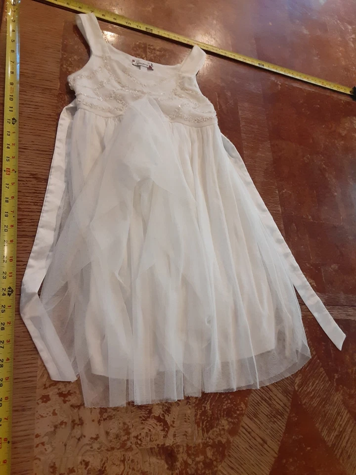 Vestido halter sin mangas de encaje blanco sin palabras para niña talla 10 #S9 Foto 1 de 3