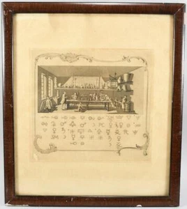 The Alchemists Laboratory Copper Engraving Diderot 1758 Chemistry Symbols Framed - Picture 1 of 10