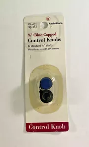 PACK OF 2 RADIO SHACK 274-403 BLUE CONTROL KNOBS 1/4" SHAFT - Picture 1 of 4