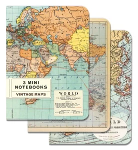 Mini Notebooks Vintage Maps 4 x 5 3 Mini Notebooks - Picture 1 of 6