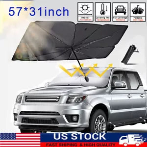 Car Windshield Sunshade Foldable Umbrella Front Window Sun Cover Visor Sun Shade - Picture 1 of 17