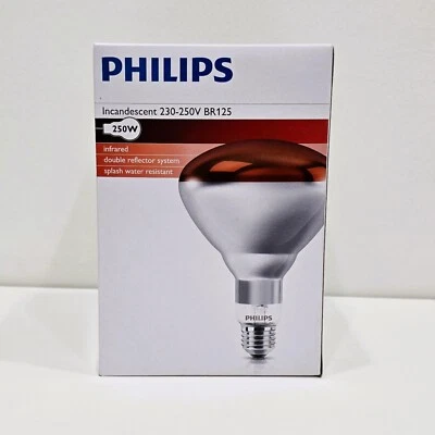 Philips Infrared Lamp 250W 220V BR125 E26 E27 Light Heat Massage Bulbs - Image 1 of 2