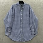 Ralph Lauren Shirt Mens Xl 17.5 Button Up Plaid Long Sleeve Dress White Blue